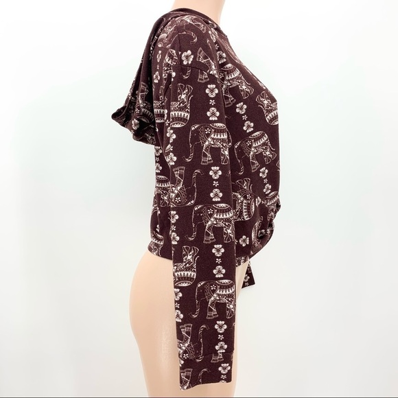 Joe B Elephant Print Lightweight Cropped Hoodie - Picture 2 of 7